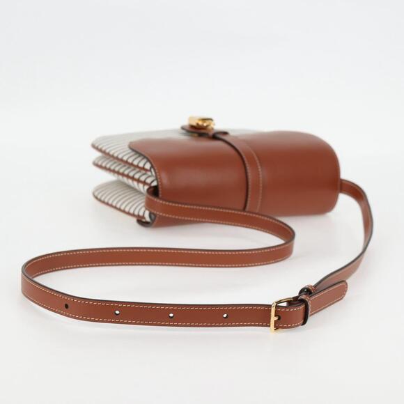 CELINE Shoulder Bag Canvas Leather Brown Gold - Picture 7 of 13